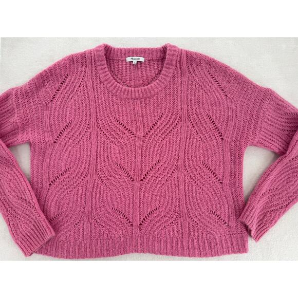 Madewell Charley Pointelle Sweater Heather Petunia Pink Alpaca Knit XL - Picture 5 of 8
